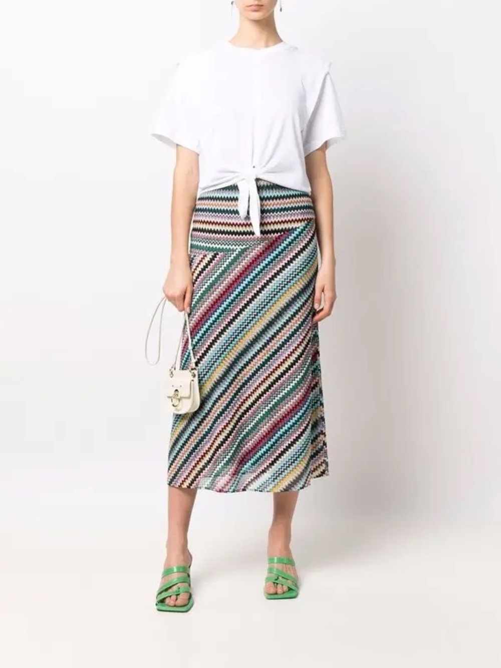 Missoni Metallic Multicolor Chevron Knit Maxi Skirt